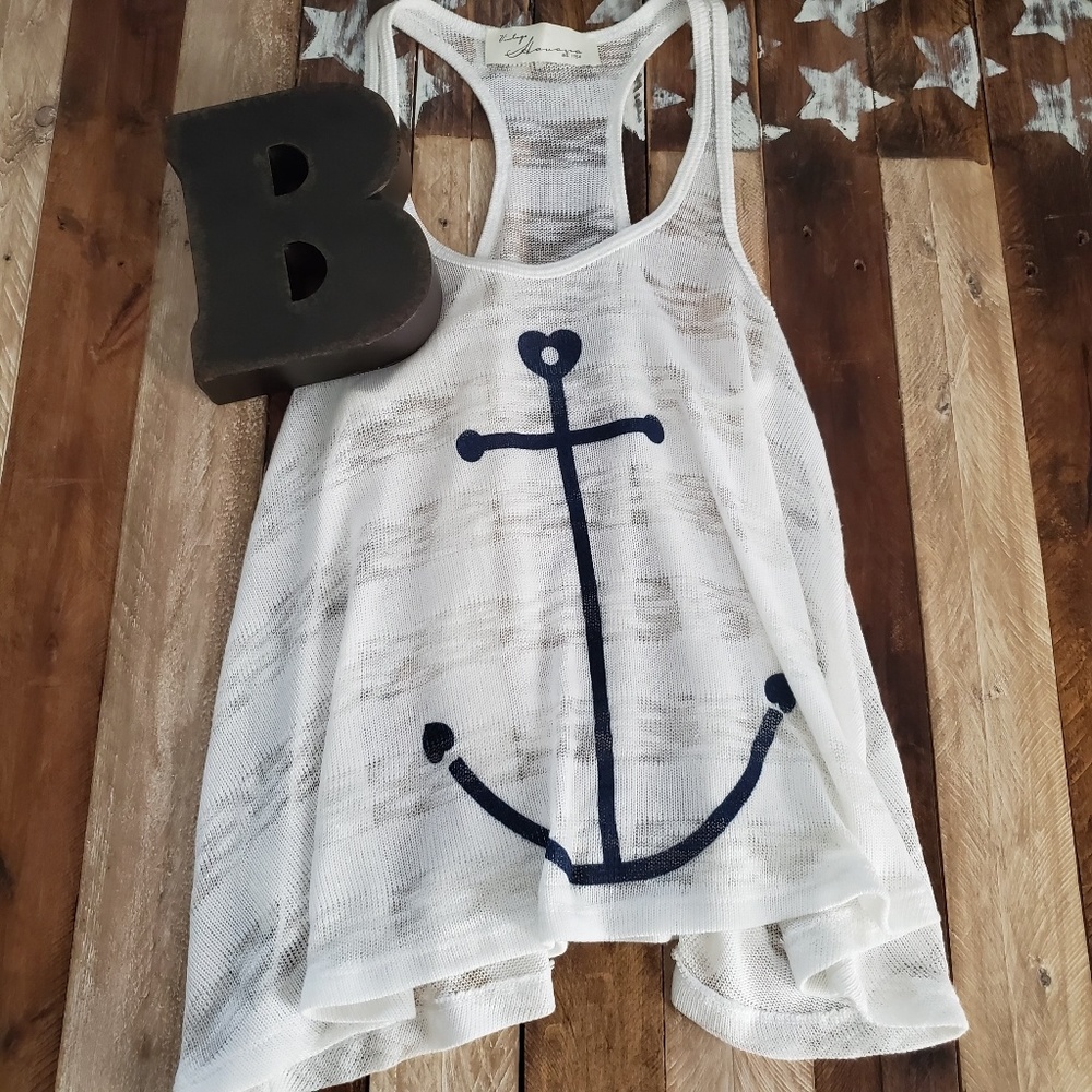 Anchor sweater knit racerback tank,  crop top